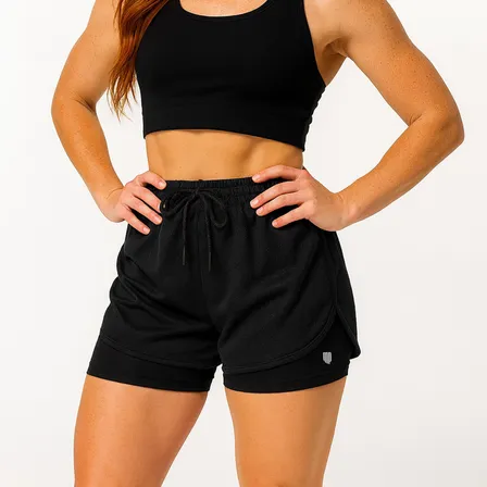 Short Duplo Compreensão 2 Em 1 Fitness Academia Feminino