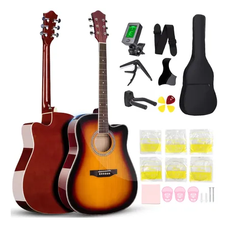 Kit 38in Violão Acústico Folk C/afinador+estojo P/iniciante
