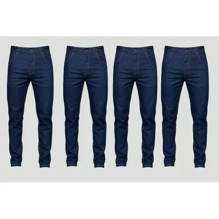 Kit 4-calças Jeans Ideal Trabalho Pesado Reforçada Elastano