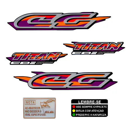 Cartela Faixa Adesivos Completa Cg Titan 125 95 96 97 98 99