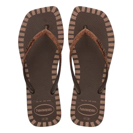 Chinelo Havaianas Slim Square Glitter Contour Quadradinha
