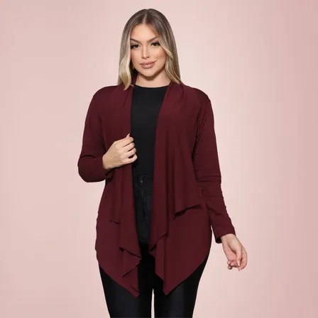 Blusa Casaco Manga Longa Cardigan Feminino Soltinho Inverno