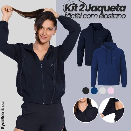 Kit 2 Jaqueta Corta Vento Blusa Feminino Elastano Leve Fit