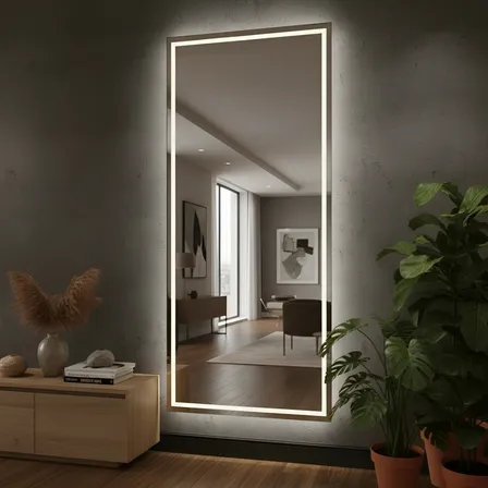 Espelho Retangular 180x90 Jateado Com Led 3 Cores