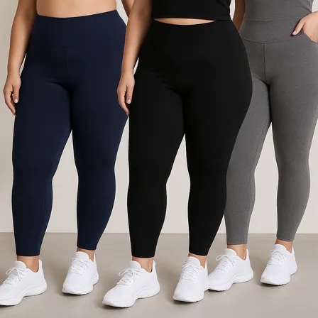 Kit 3 Calças Plus Size Feminina Legging Grossa Cós Alto