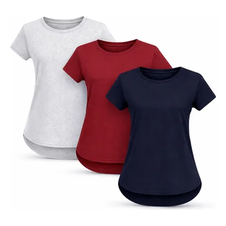 Kit 3 Blusas Femininas Dry Fit Academia Tecido Antissuor