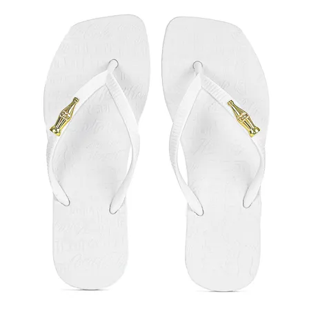 Chinelo Feminino Coca Casual Square Donegal Branco Estampado