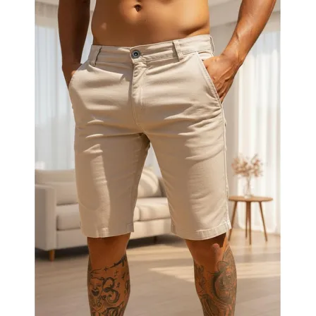 Bermuda Alfaiataria Sarja Masculino Social Slim Com Elastano