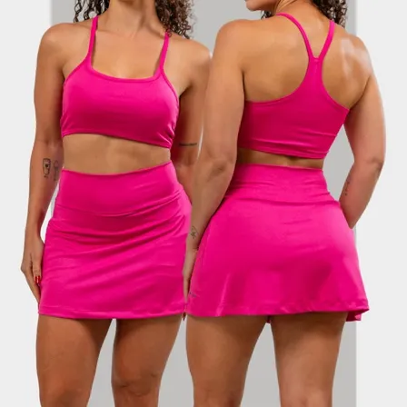 Conjunto Academia Top Nadador + Short Saia Com Bolsos Oculto