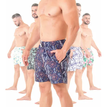 Kit 5 Bermuda Masculina Shorts Tactel Banho Praia Mauricinho