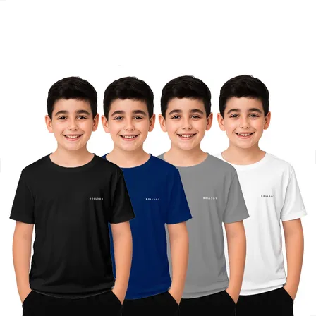 Kit 4 Camisas Infantil Lisa Dry Fit Esportiva Proteção Uv