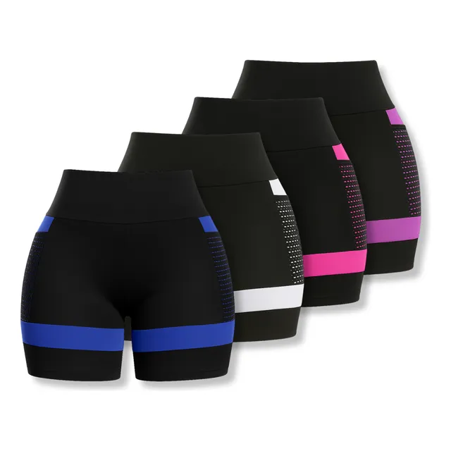 Kit 4 Shorts Academia Feminino Com Bolso Roupa Ginástica