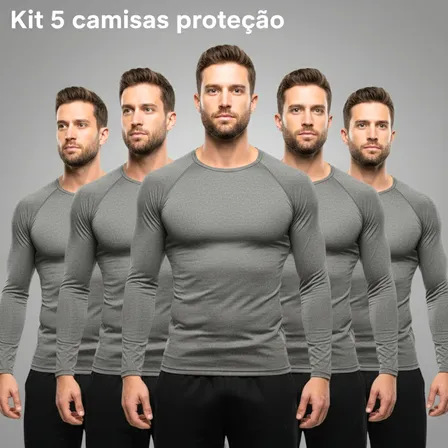 Kit 5 Camisa Proteção Solar Praia Academia Masculina Uv