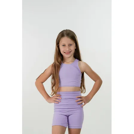 Conjunto Infantil Lycra Top Nadador Short Fitness Ginástica