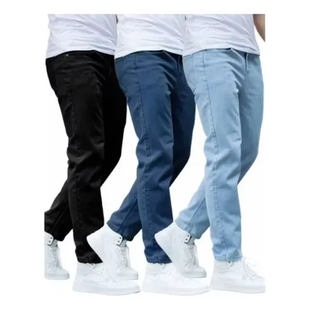 Kit 3 Calças Jeans Masculina Premium Skinny Tradicional Nf