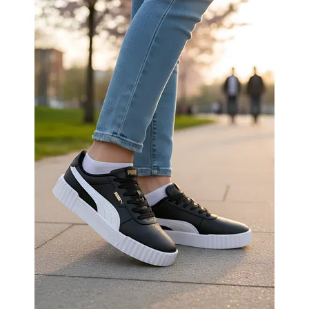 Tênis Puma Carina 3.0 Bdp Preto Branco Feminino Retrô Casual