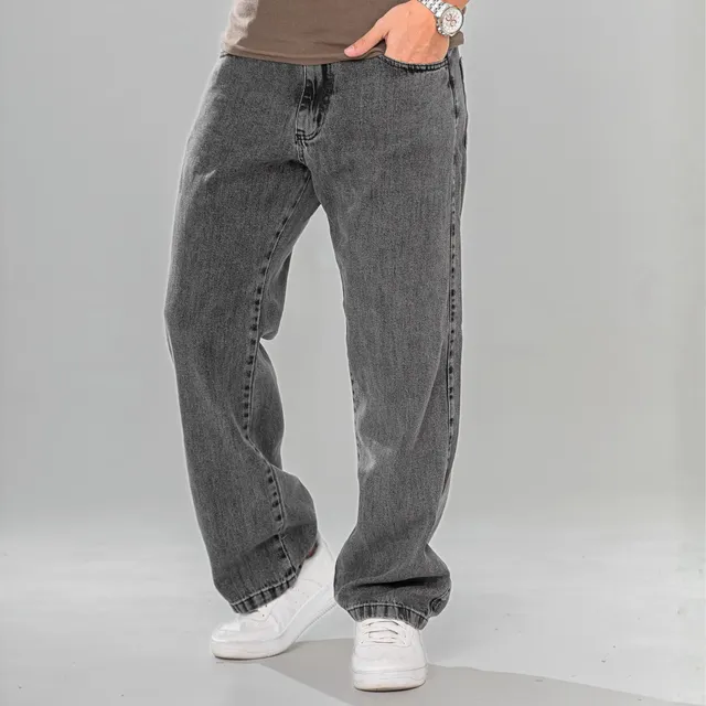 Calça Balão Jeans Masculina Marmorizada Streetwear Larga Bag