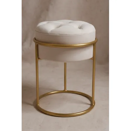 Banqueta Estofada Em Aço Carbono Com Assento Capitonê 50x36