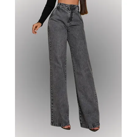 Calça Jeans Feminina Wide Leg Pantalona Premium Philline
