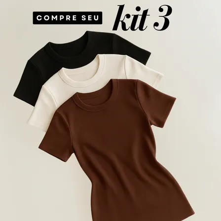Kit 3 Blusas Feminina Estilosa Ribana Canelado Básica Casual
