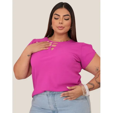 Camisa Blusa Plus Size Social Manga Camiseta Casual Charmosa