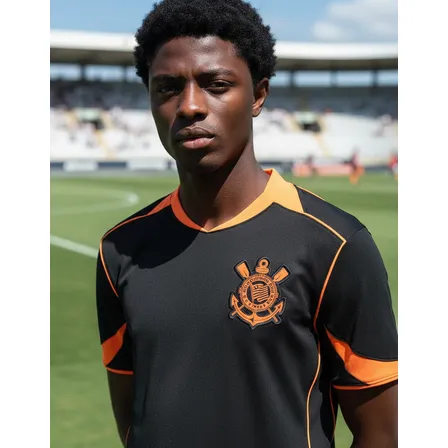 Camisa Corinthians Iii Oficial Torcedor Preta E Laranja 2025