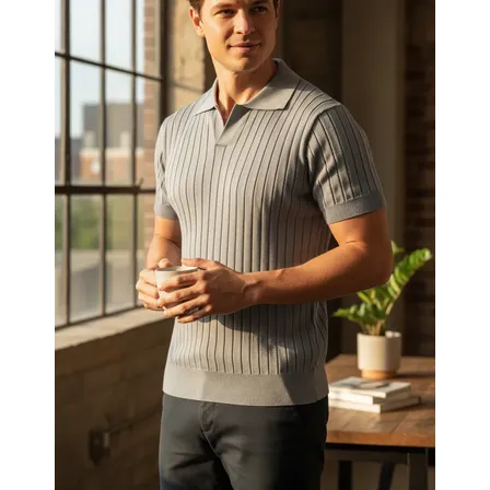Camisa Polo Masculina Tricot Gola V Capri Casual Premium