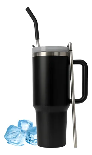 Copo Termico 1200ml Aço Camada Dupla Com Alça Canudo Inox