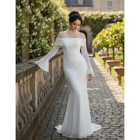 Vestido Longo Renda Ombro A Ombro Noiva Casamento Civil