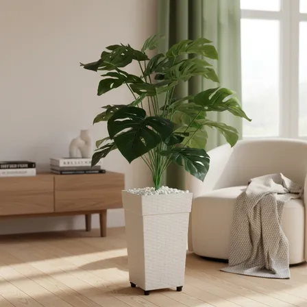 Planta Artificial Grande Costela De Adão Com Vaso Decorativo
