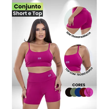 Conjunto Bermuda Top Feminino Academia Zero Transparencia