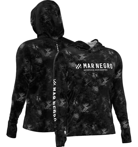 Camiseta De Pesca Masculino Xprotection Sublimada Mar Negro