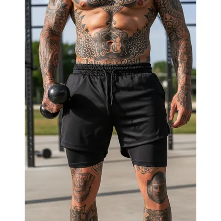 Bermuda 2 Em 1 Shorts Plus Size Esportivo Com Bolso Academia