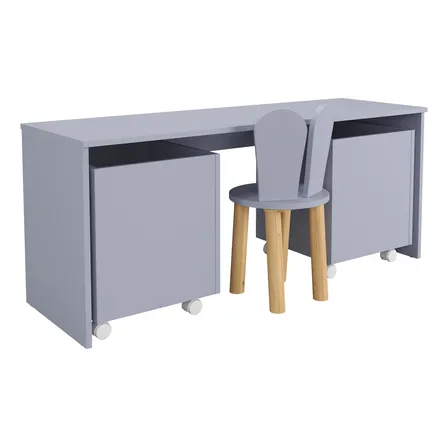 Mesa Infantil Crianças Com Cadeira E Baus Organização Em Mdf