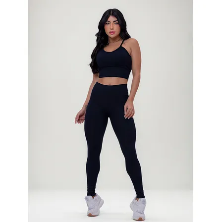 Conjunto De Calça Fitness Canelado Acetinado Premium Wonder