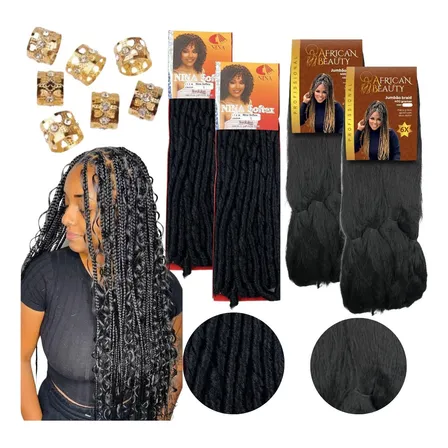 Kit Gypsy 4 Cabelo 2 Jumbo 400 Gramas +2 Nina Softex + Anéis