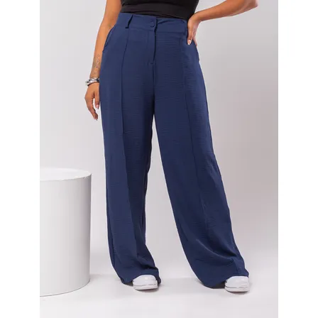 Calça Feminina Plus Size Pantalona Básica Wide Leg Duna