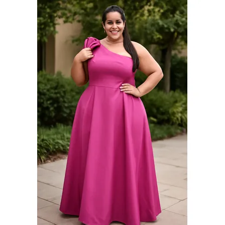 Vestido Longo Festa Plus Size Lia Benta Crepe Amanda Laço