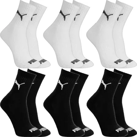 6 Pares Meias Puma Cano Médio Alto Atoalhada Academia Sport