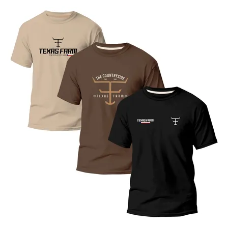 Kit 3 Camisas Tx.farm Masculina 100% Algodão