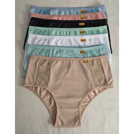 Kit 7 Calcinha Cós Alto Feminino Plus Size Senhora Lingerie