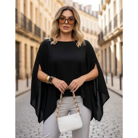 Blusa Cropped Capa Assimetrica Estilo Boho Bata Multi Forma