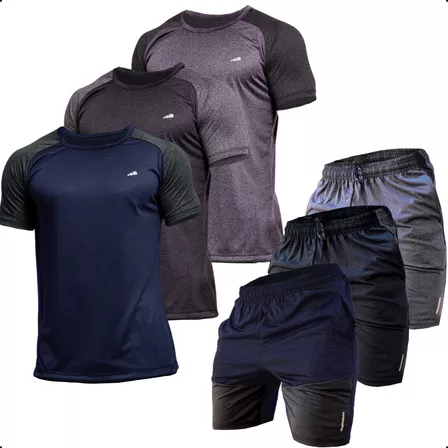 Kit 3 Conjunto Dry Fit Masculino Academia Fitness Lisa Malha