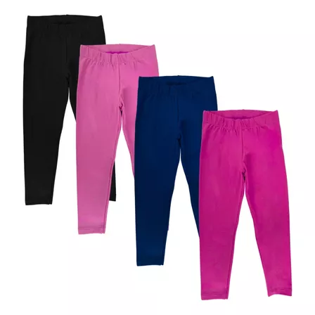 Kit 4 Leggings Lisa De Cotton Básica Menina Infantil Juvenil