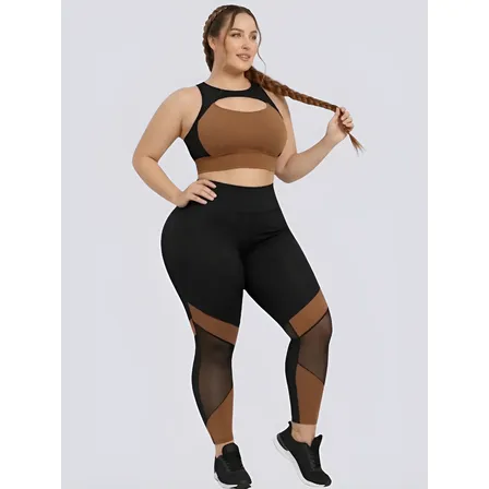 Conjunto Plus Size Academia Top E Calça Sem Transparência