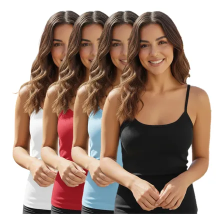 Kit 4 Blusas Blusinha Feminina Basica Regata Alcinha Bojo.