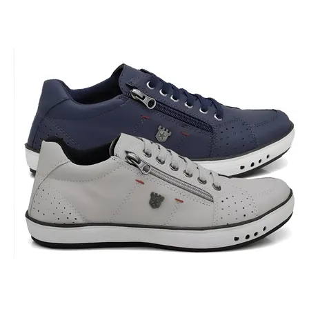 Kit 2 Pares Sapatenis Casual Sapato Com Zíper Elástico