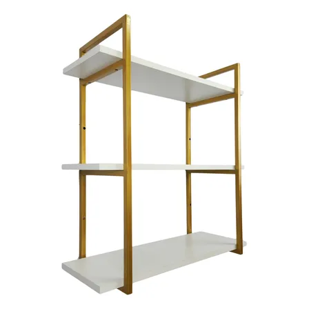 Prateleira Industrial Dourada 60cm Suspensa 3 Niveis Mdf