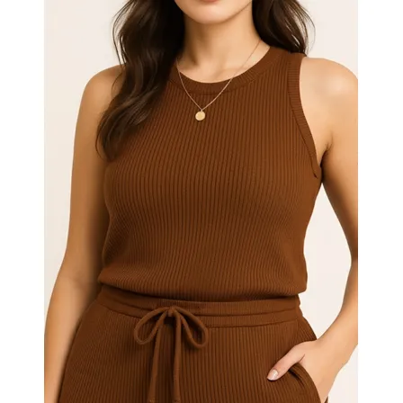 Kit Regata Canelada Moda Feminino + Calça Wide Leg Pantalona