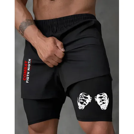 Short Compressão 2 Em 1 Dry-fit Fight Moda Luta Gym Academia